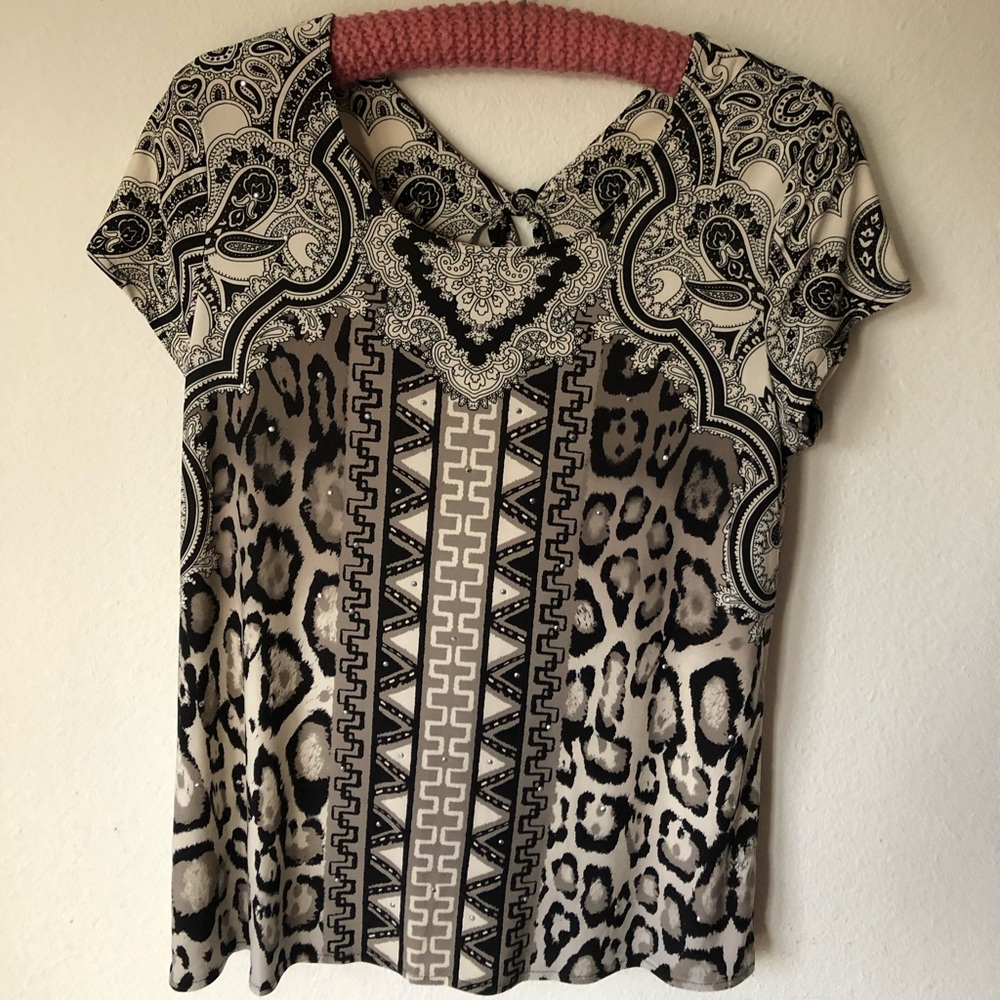 International concepts tribal/animal print top